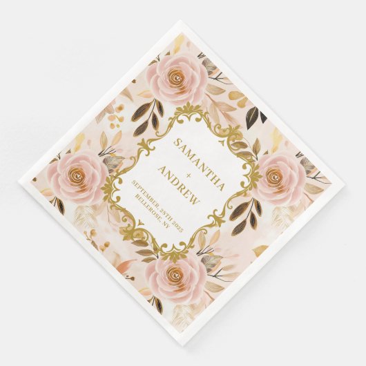 Serviette En Papier Papier Mariage classique Blush Gold (Coin)