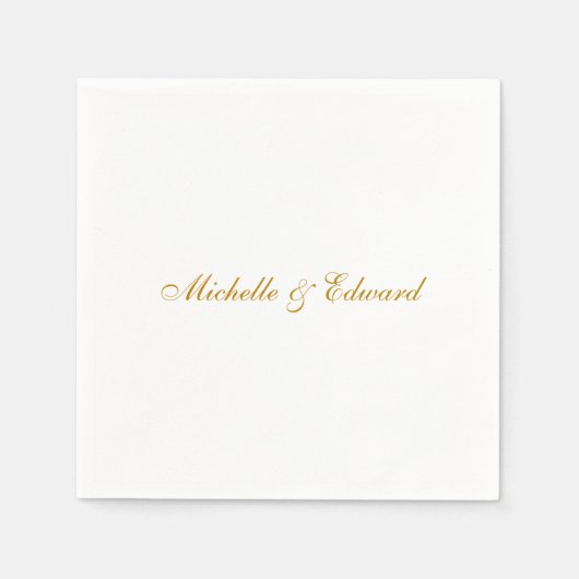 Serviette En Papier Papier Mariage classique simple en or (Devant)
