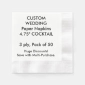 Serviette En Papier Papier Mariage COCKTAIL 4,75 pouces couché sur mes (Devant)