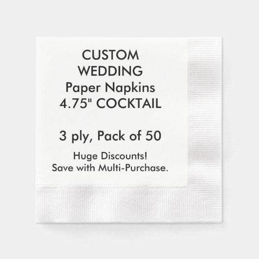Serviette En Papier Papier Mariage COCKTAIL 4,75 pouces couché sur mes (Devant)