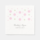 Serviette En Papier Papier Mariage Confetti vert rose serviettes (Devant)