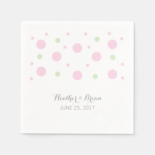 Serviette En Papier Papier Mariage Confetti vert rose serviettes (Devant)