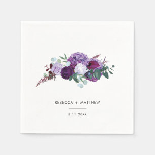 Serviette En Papier Papier Mariage couleur d'aquarelle florale violet