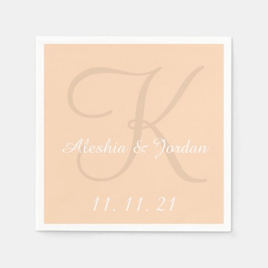Serviette En Papier Papier Mariage couleur simple Peach (Devant)