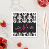 Serviette En Papier Papier Mariage Damask Rose noir (En situation)