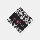 Serviette En Papier Papier Mariage Damask Rose noir (Coin)