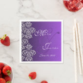 Serviette En Papier Papier Mariage Damask Royal Purple (En situation)