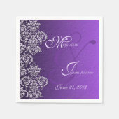 Serviette En Papier Papier Mariage Damask Royal Purple (Devant)