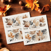 Serviette En Papier Papier Mariage d'automne gris Brown feuille d'érab