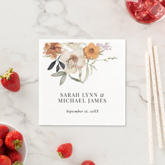 Serviette En Papier Papier Mariage de automne fleur sauvage Napkin (En situation)