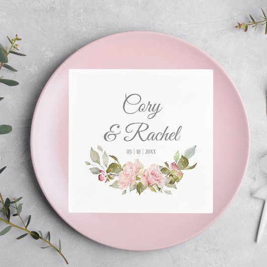 Serviette En Papier Papier Mariage de Bouquet de Roses Prettes Roses