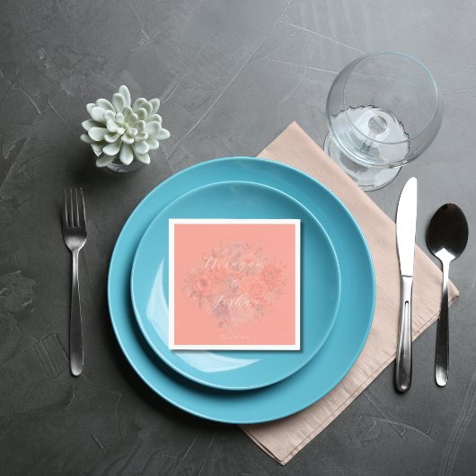 Serviette En Papier Papier Mariage de Coral Spring Floral