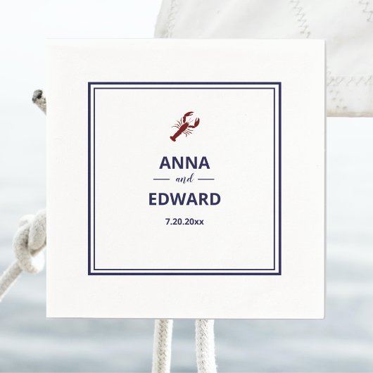 Serviette En Papier Papier Mariage de homard rouge nautique Napkin