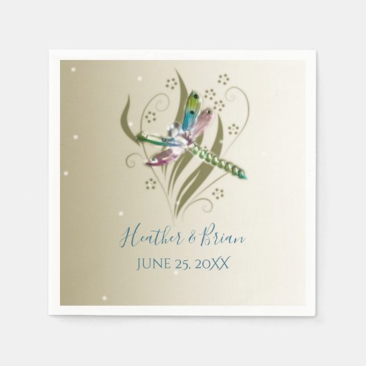 Serviette En Papier Papier Mariage de libellules bijoux (Devant)