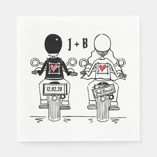 Serviette En Papier Papier Mariage de moto de moto personnalisé Napkin (Devant)