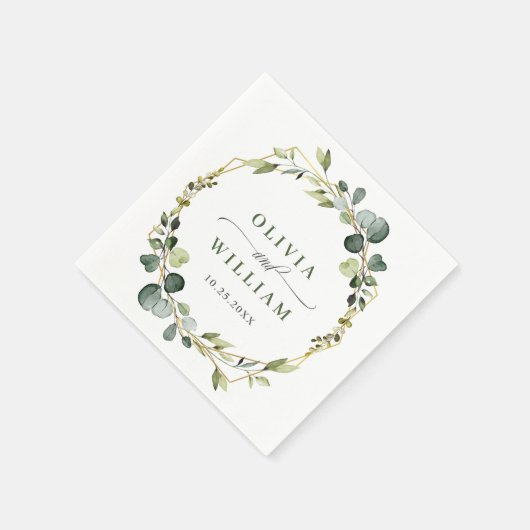 Serviette En Papier Papier Mariage de trame Eucalyptus moderne (Coin)