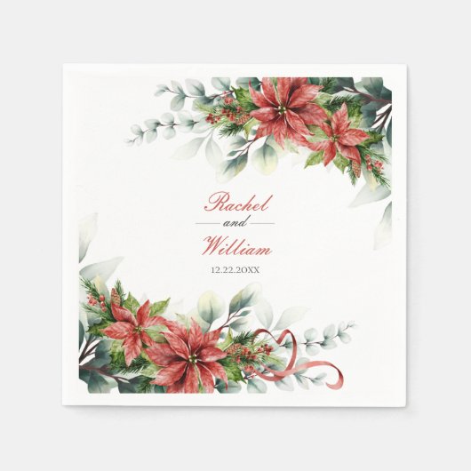 Serviette En Papier Papier Mariage de vacances Poinsettia (Devant)