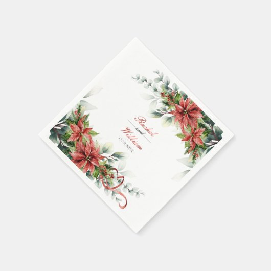 Serviette En Papier Papier Mariage de vacances Poinsettia (Coin)