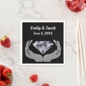 Serviette En Papier Papier Mariage Diamond Hands Napkin (En situation)