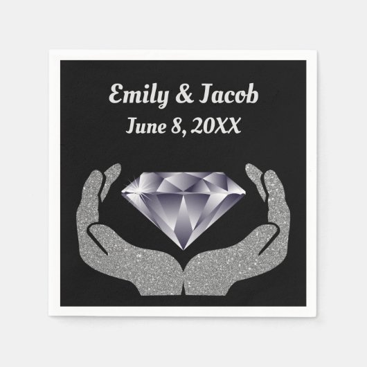Serviette En Papier Papier Mariage Diamond Hands Napkin (Devant)