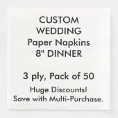 Serviette En Papier Papier Mariage DÎNER personnalisé 8" (Devant)