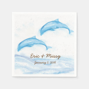 Serviette En Papier Papier Mariage Dolphin Aquarelle
