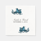 Serviette En Papier Papier Mariage Dragon Bleu (Devant)