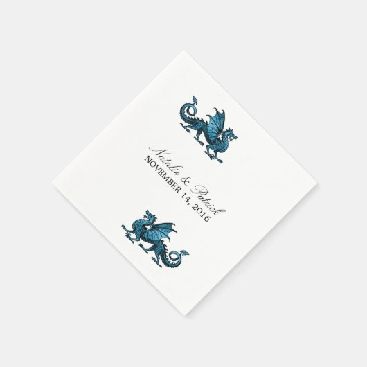 Serviette En Papier Papier Mariage Dragon Bleu (Coin)