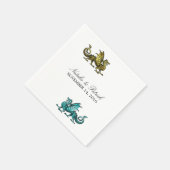 Serviette En Papier Papier Mariage Dragon Turquoise Or (Coin)