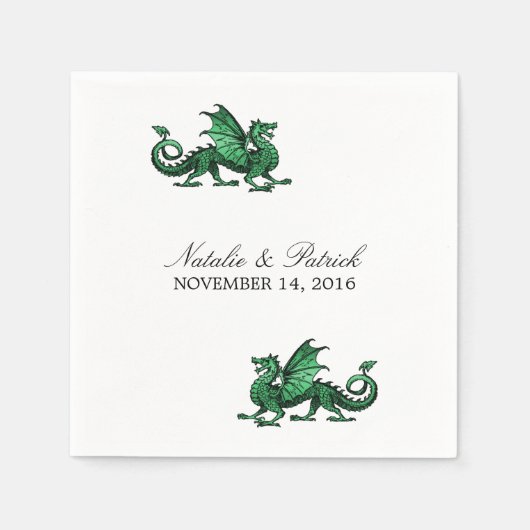 Serviette En Papier Papier Mariage Dragon Vert (Devant)