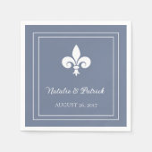 Serviette En Papier Papier Mariage Dusty Blue Fleur de Lis (Devant)