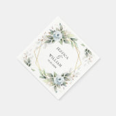 Serviette En Papier Papier Mariage Dusty Blue Floral (Coin)