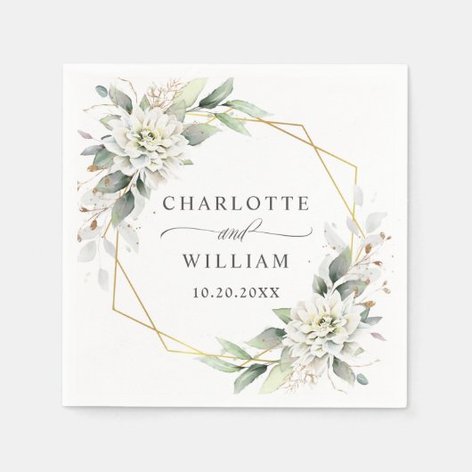 Serviette En Papier Papier Mariage Dusty Blue Floral (Devant)