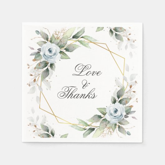 Serviette En Papier Papier Mariage Dusty Blue Floral (Devant)