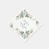 Serviette En Papier Papier Mariage Dusty Blue Floral (Coin)