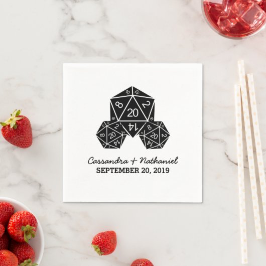 Serviette En Papier Papier Mariage Ebony D20 dés (En situation)