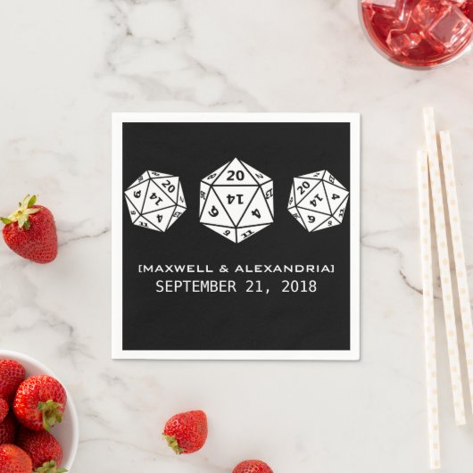 Serviette En Papier Papier Mariage Ebony D20 Dice Gamer (En situation)