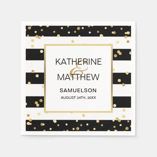 Serviette En Papier Papier Mariage Elegant Or Personnalisé (Devant)