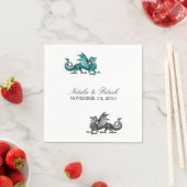 Serviette En Papier Papier Mariage en argent turquoise Dragon (En situation)
