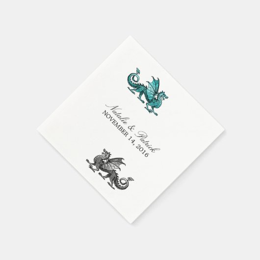 Serviette En Papier Papier Mariage en argent turquoise Dragon (Coin)