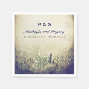 Serviette En Papier Papier Mariage en bois RUSTIQUE Napkins Navy
