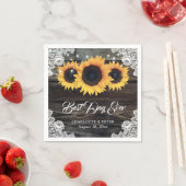 Serviette En Papier Papier Mariage en dentelle de bois rustique (En situation)