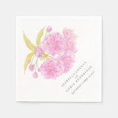 Serviette En Papier Papier mariage en fleurs de cerisier rose (Devant)