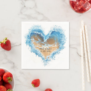 Serviette En Papier Papier Mariage en forme de coeur de plage Napkin