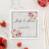 Serviette En Papier Papier Mariage en marbre blanc Lily (En situation)