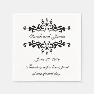 Serviette En Papier Papier Mariage en Merci de  noir Napkin