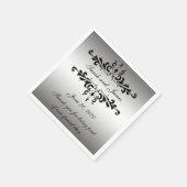 Serviette En Papier Papier Mariage en Merci noir argenté (Coin)