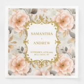 Serviette En Papier Papier Mariage en or Bleu (Devant)