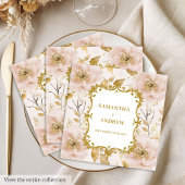 Serviette En Papier Papier Mariage en or brillant