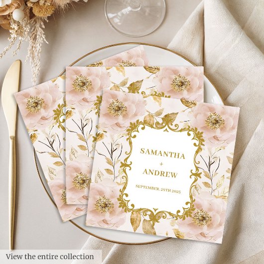 Serviette En Papier Papier Mariage en or brillant